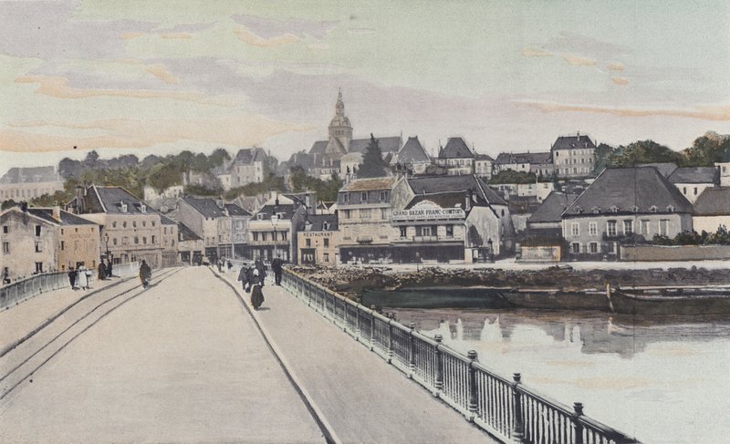Gray, Vue générale, prise de la rive de la Saône - French Photographer