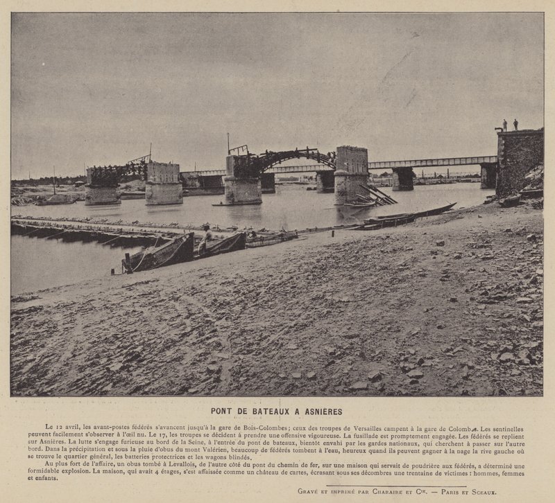 La Commune de Paris, Pont De Bateaux À Asnières - French Photographer