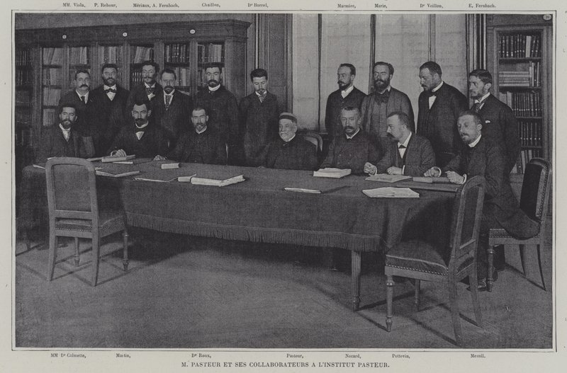 Louis Pasteur et ses collaborateurs travaillant sur un vaccin contre le croup à l