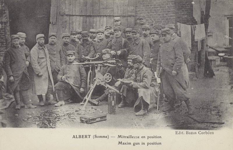 Mitrailleuse Maxim en position, Albert, Somme, Première Guerre mondiale - French Photographer