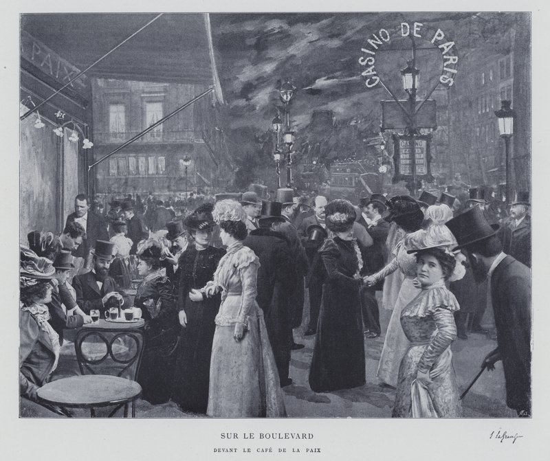 Sur le boulevard devant le Café de la Paix, Paris - French Photographer