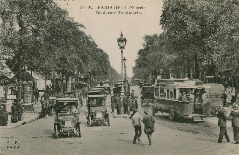 Paris, Boulevard Montmartre. Carte postale envoyée en 1913. - French Photographer