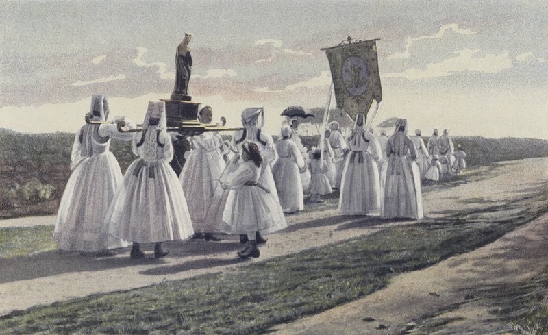 Ploaré, Pardon, Procession dans la campagne - French Photographer