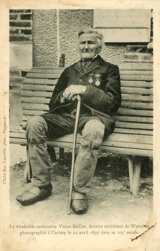 Victor Baillot, le dernier survivant de la bataille de Waterloo, photographié à Carisey le 22 avril ? - French Photographer