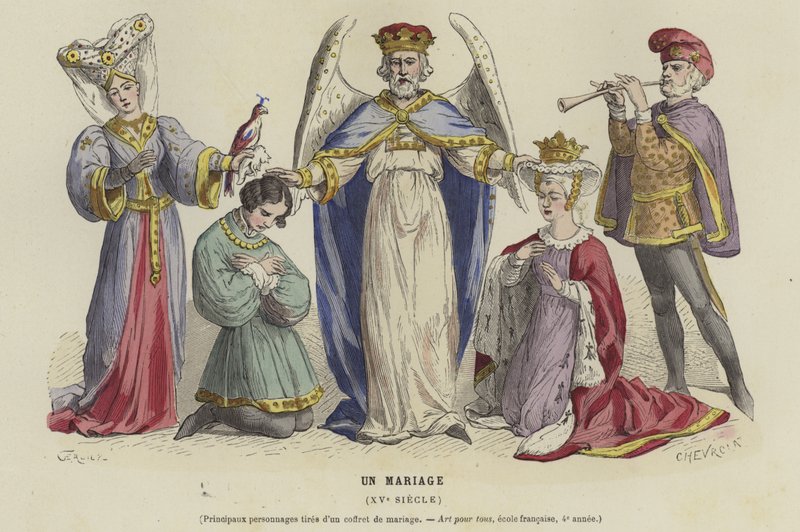 Un mariage, 15ème siècle - French School
