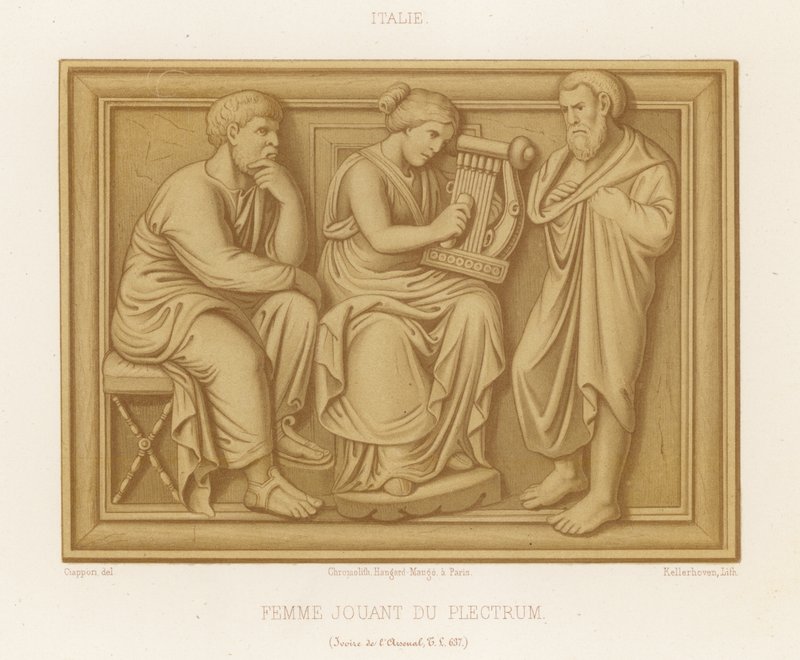 Une femme jouant de la lyre - French School