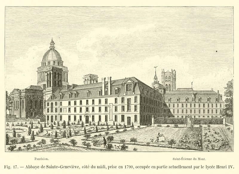 Abbaye de Sainte-Geneviève, côté du midi, prise en 1790, occupée en partie actuellement par le lycée Henri IV - French School
