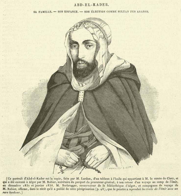 Abd-el-Kader, Sa Famille, Son Enfance, Son Election Comme Sultan des Arabes (engraving) - French School