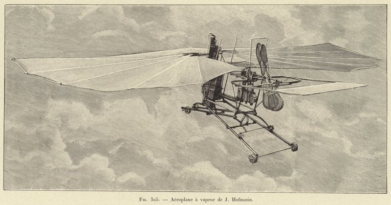 Aéroplane à vapeur de J Hofmann - French School