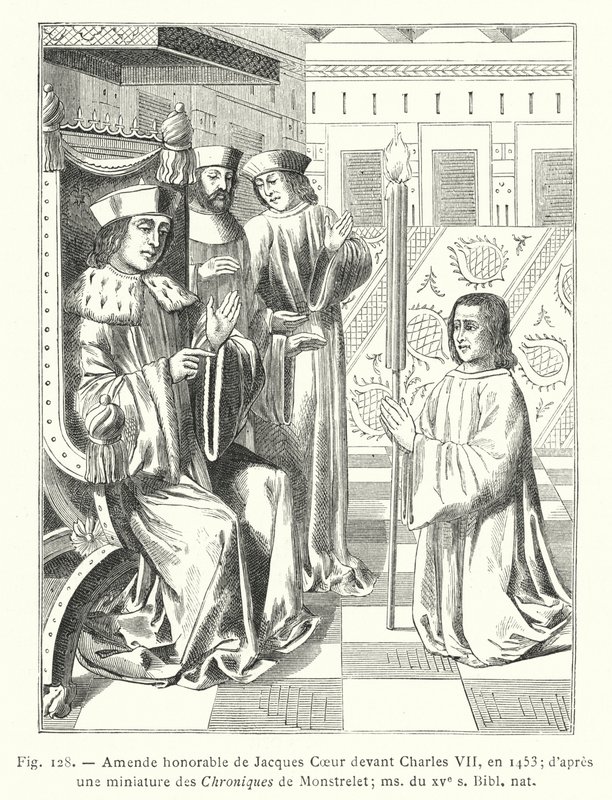 Amende honorable de Jacques Cœur devant Charles VII, en 1453 (d