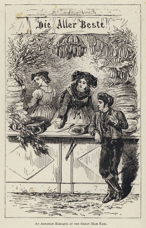 Une baraque alsacienne à la Grande Foire au Jambon (gravure) - French School