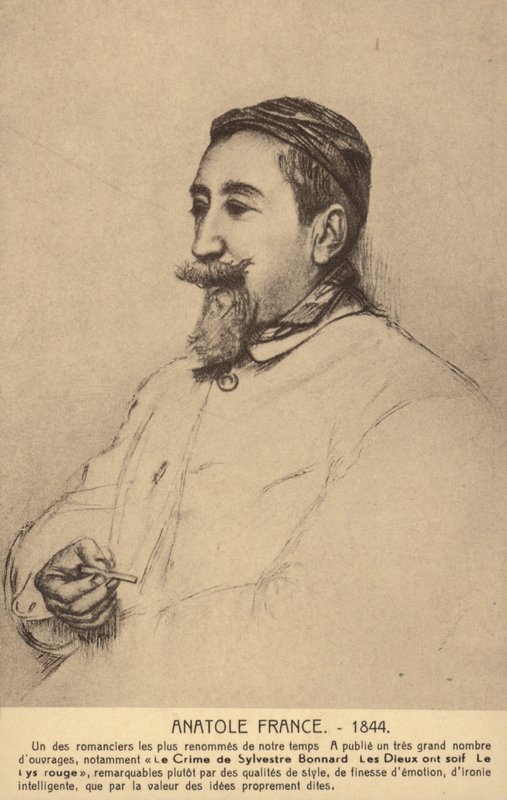 Anatole France (1844-1924), poète, journaliste et romancier français (lithographie) - French School