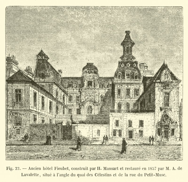 Ancien hôtel Fieubet, construit par H. Mansart et restauré en 1857 par M. A. de Lavalette, situé à l