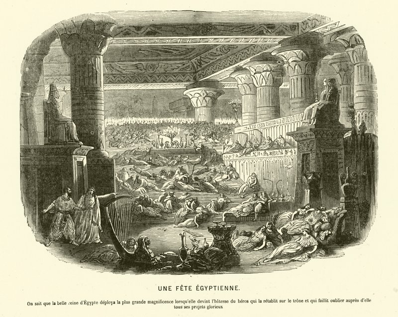Fête égyptienne antique pendant le règne de Cléopâtre VII - French School
