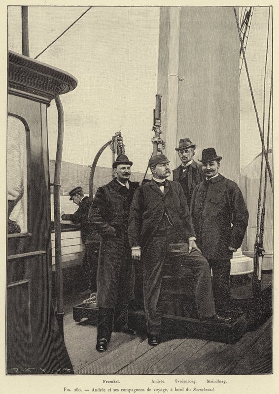 Andrée et ses compagnons de voyage, à bord du Svensksund - French School