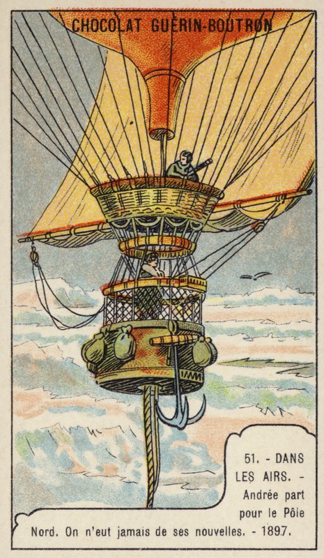 Andrée partant pour son vol en ballon vers le pôle Nord - French School
