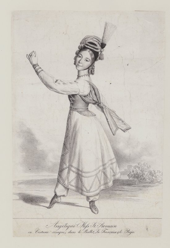 Angelique St Romain Mees en costume de cosaque pour le ballet La Française et le Raja - French School