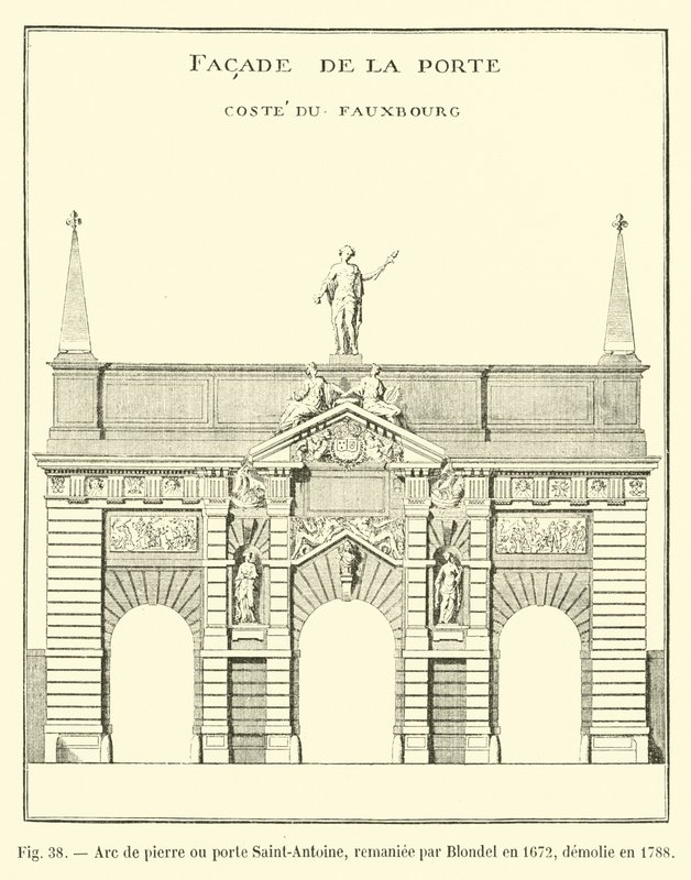Arc de pierre ou porte Saint-Antoine, remaniée par Blondel en 1672, démolie en 1788 - French School