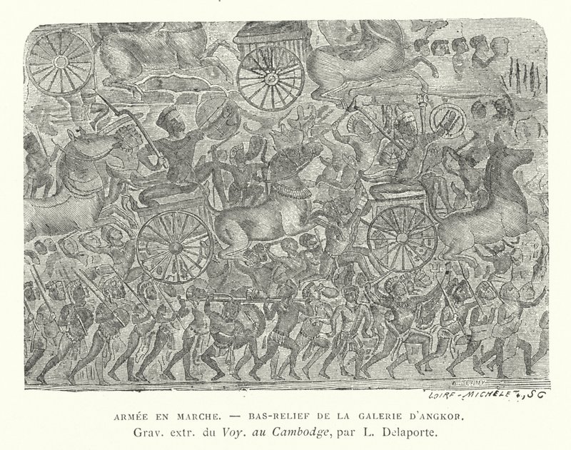 Armée en marche, bas-relief d