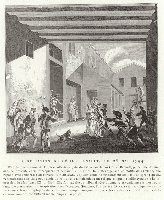 Arrestation de Cécile Renault, Paris, 23 mai 1794 - French School
