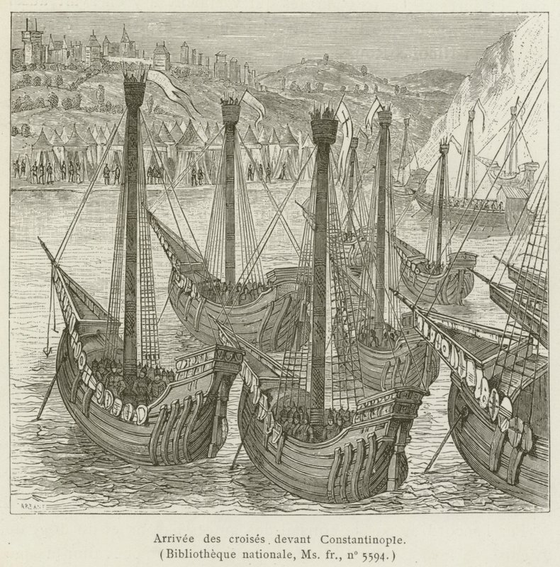 Arrivée des croisés devant Constantinople - French School