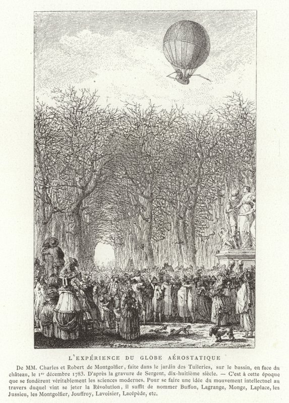 Ascension du Globe aérostatique des frères Montgolfier, Paris, 1er décembre 1783 - French School