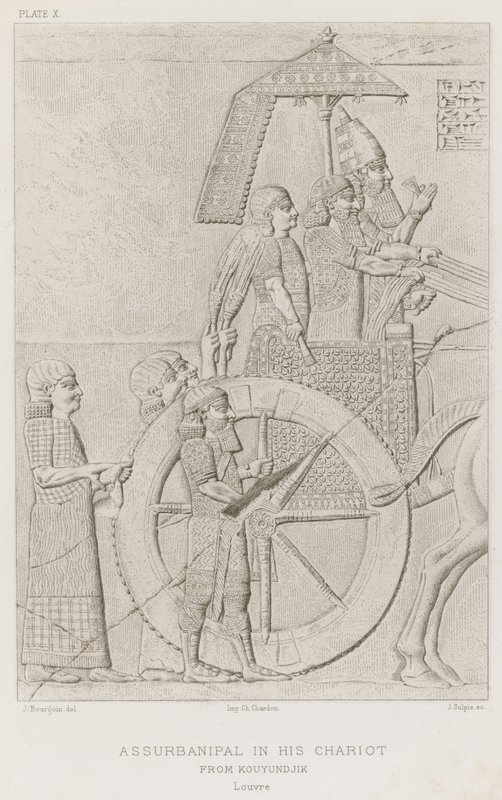 Assurbanipal dans son char, de Kouyundjik, Louvre - French School