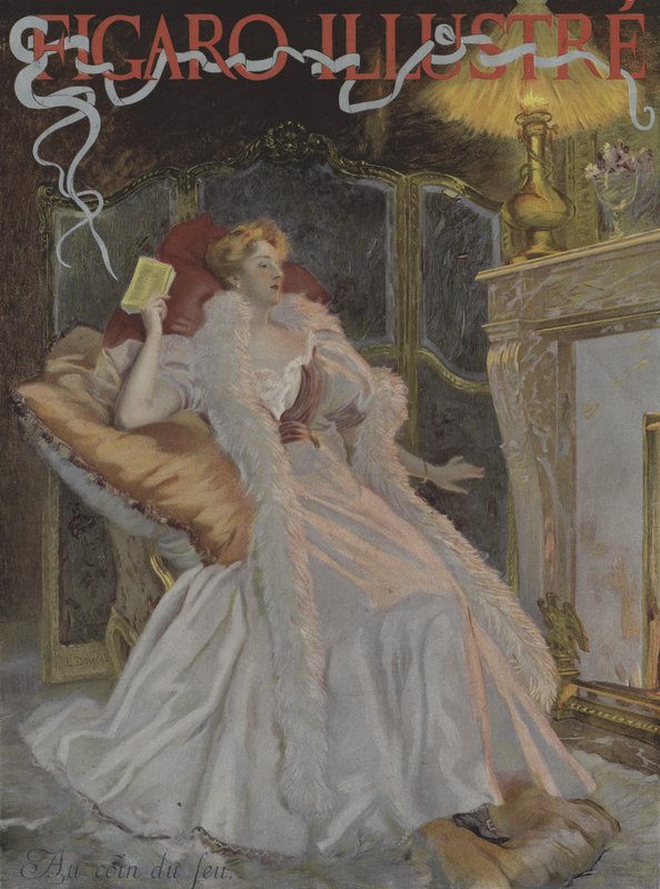 Au coin du feu. Couverture de Le Figaro Illustré, janvier 1896 - French School