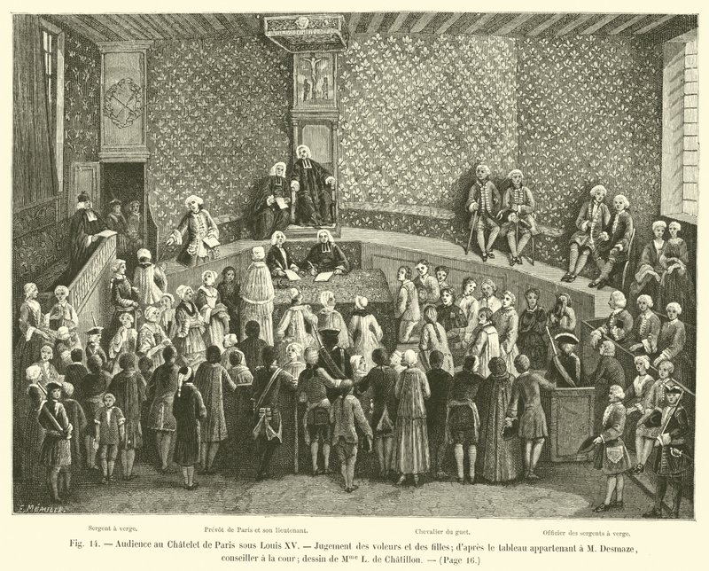 Audience au Châtelet de Paris sous Louis XV, Jugement des voleurs et des filles; d