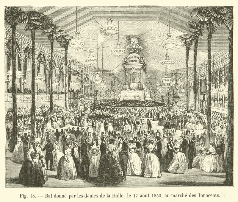 Bal donné par les dames de la Halle, le 17 août 1850, au marché des Innocents - French School