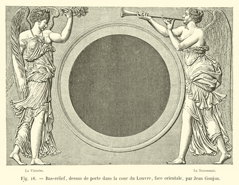 Bas-relief, dessus de porte dans la cour du Louvre, face orientale, par Jean Goujon - French School