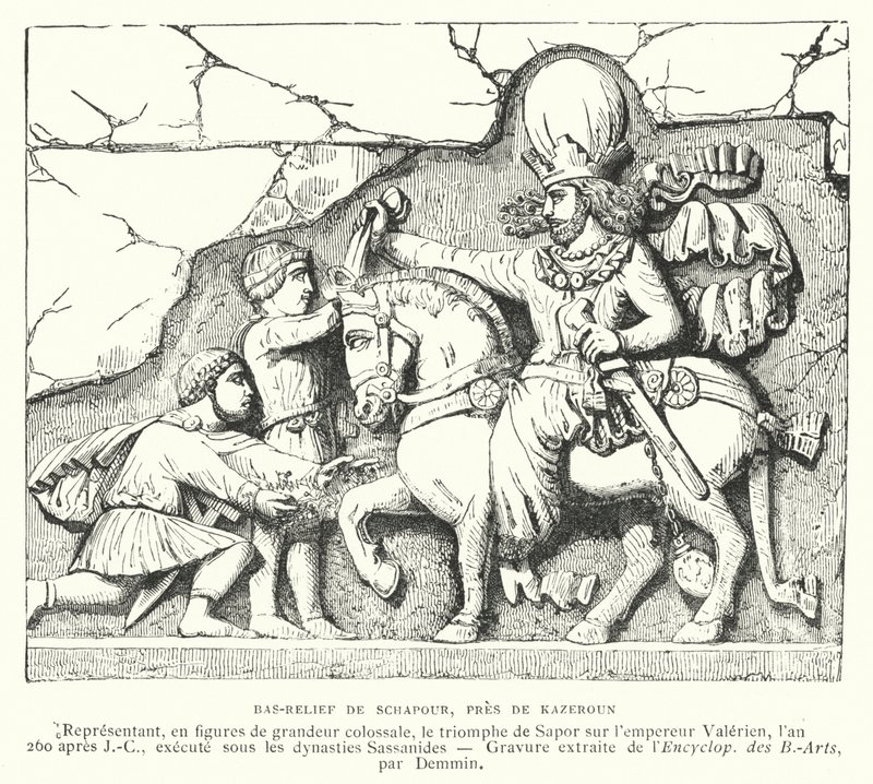 Bas-relief près de Kazerun, Iran, représentant la victoire du roi sassanide Shapur I sur l