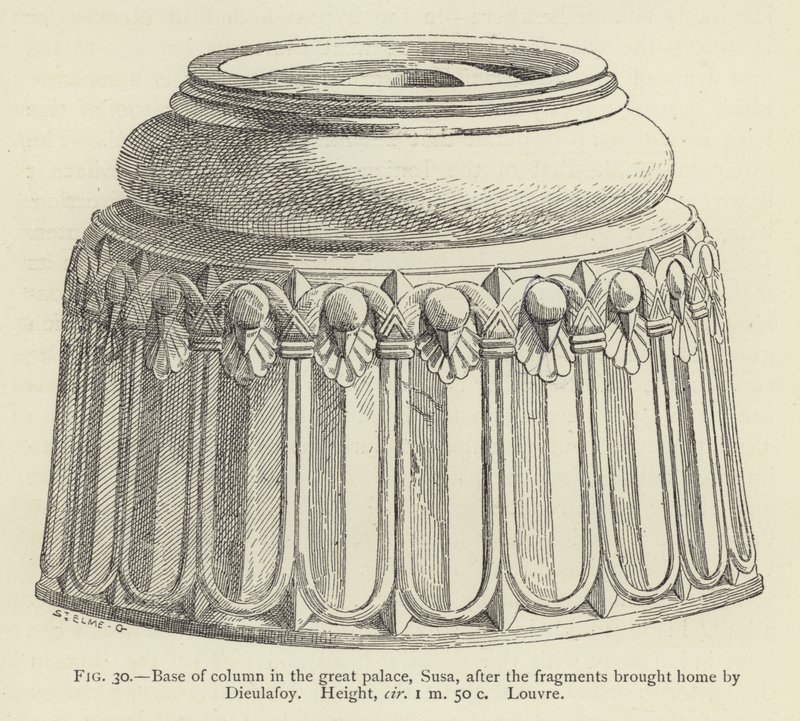 Base de colonne dans le grand palais, Suse, après les fragments rapportés par Dieulafoy, Hauteur, env. 1 m 50, Louvre - French School