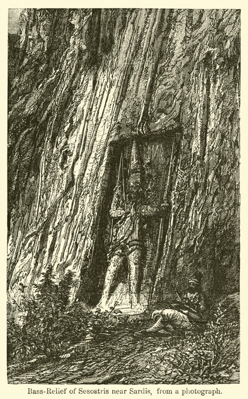 Bas-relief de Sésostris près de Sardes (gravure) - French School