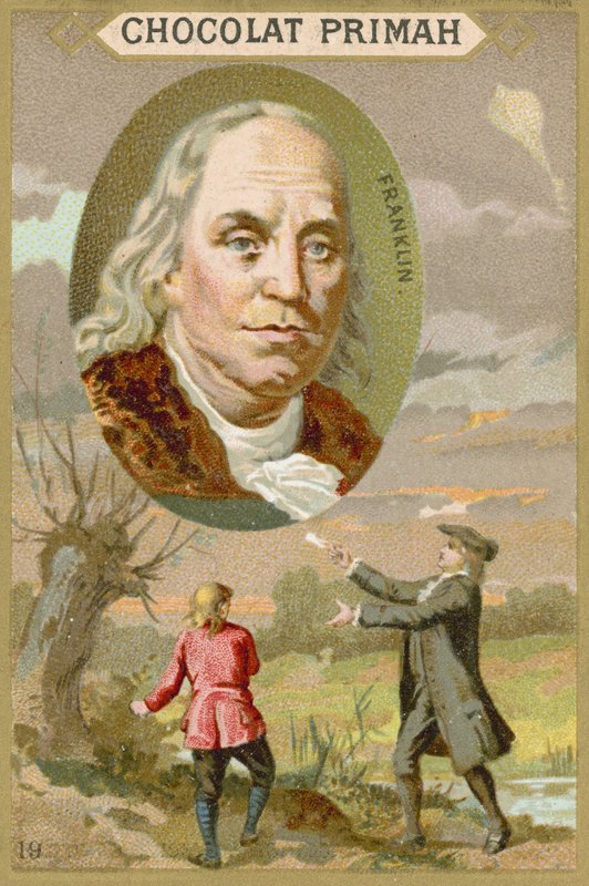 Benjamin Franklin, scientifique, inventeur et politicien américain - French School
