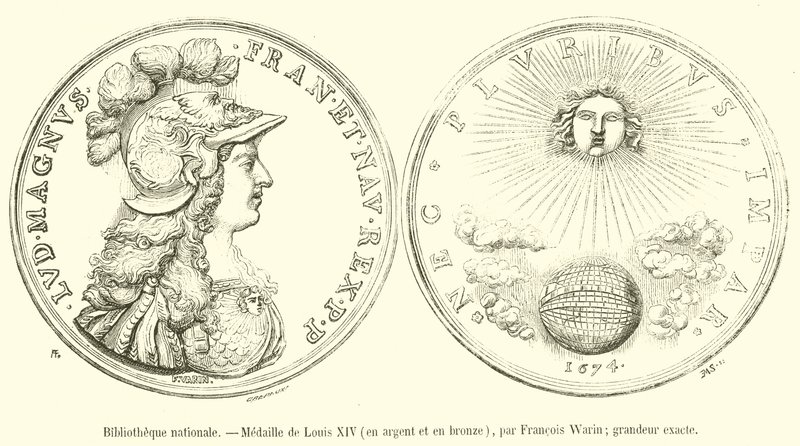 Bibliothèque nationale, Médaille de Louis XIV, en argent et en bronze - French School