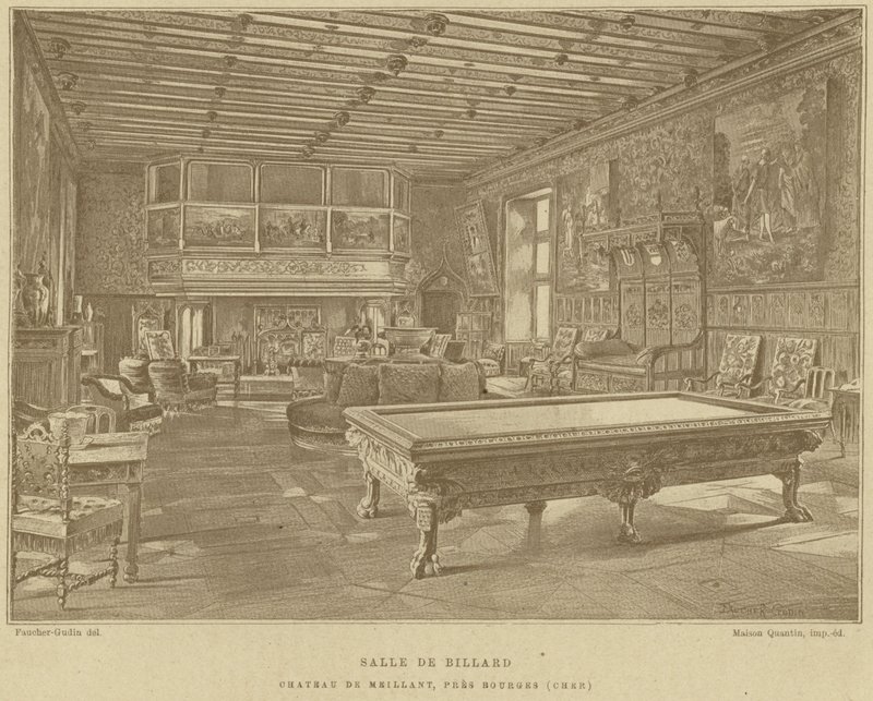 Salle de billard, Château de Meillant, près de Bourges, France - French School
