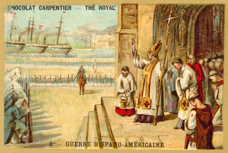 Évêque bénissant les troupes, guerre hispano-américaine - French School