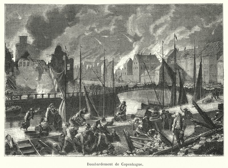 Bombardement de Copenhague (gravure) - French School
