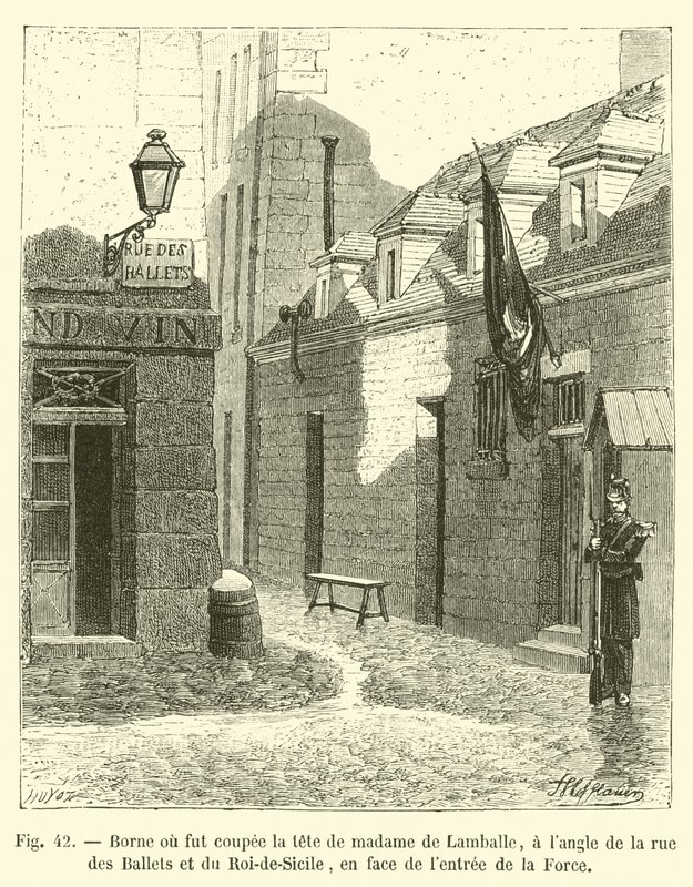 Borne où fut coupée la tête de madame de Lamballe, à l