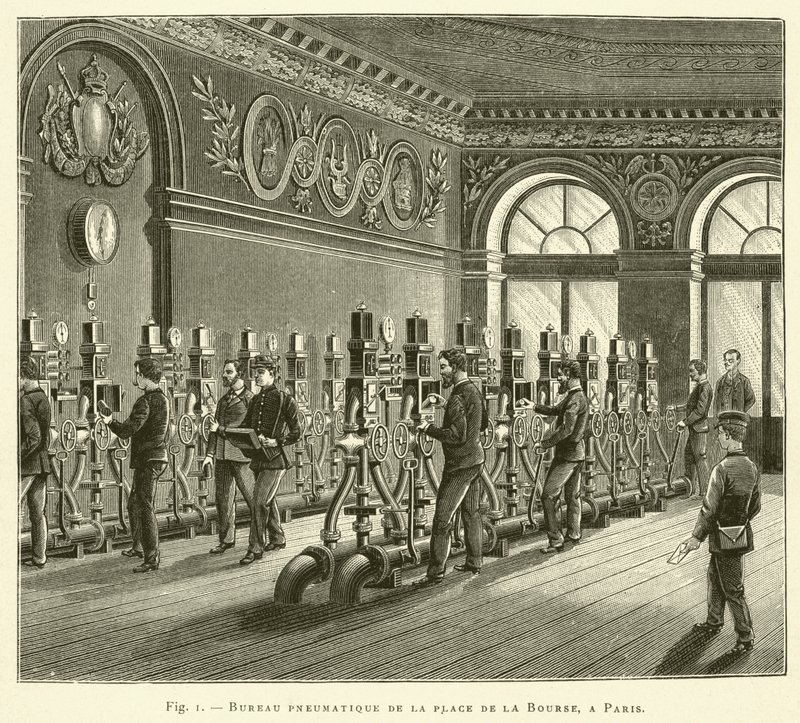Bureau pneumatique de la place de la Bourse, à Paris - French School