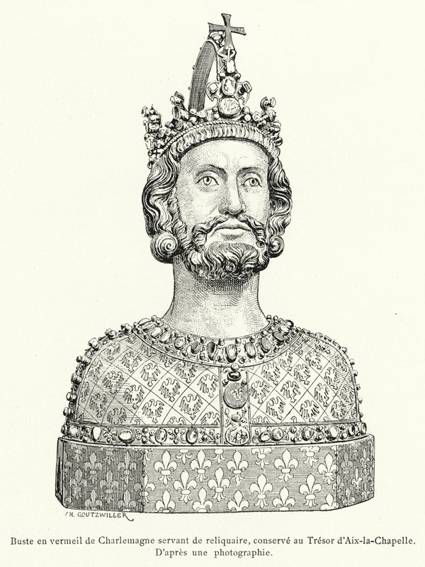 Buste en vermeil de Charlemagne servant de reliquaire, conservé au Trésor d