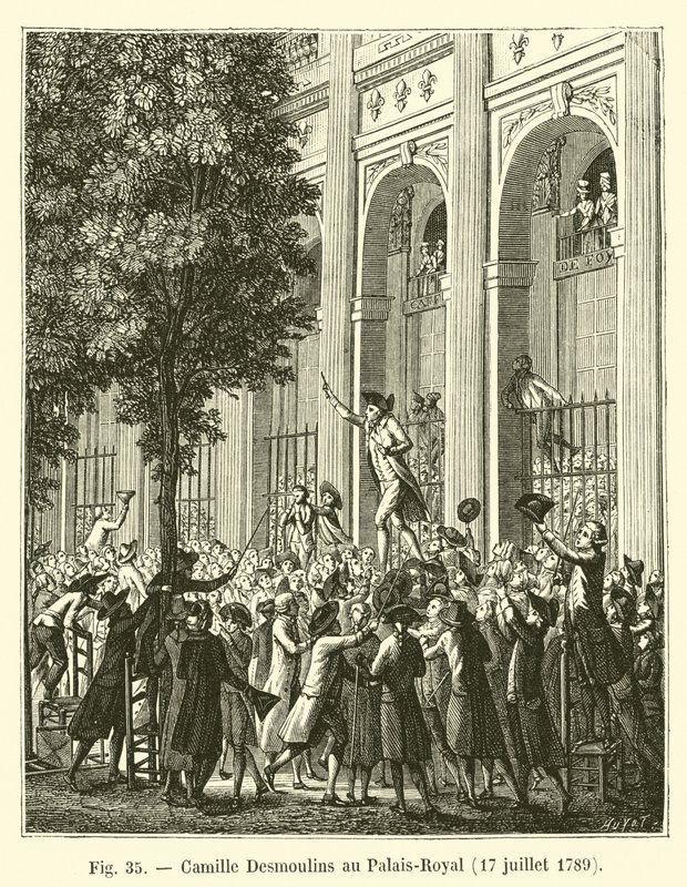 Camille Desmoulins au Palais-Royal, 17 juillet 1789 - French School