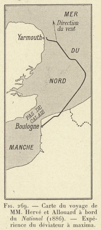 Carte du voyage de MM Hervé et Allouard à bord du National (1886), Expérience du déviateur à maxima - French School
