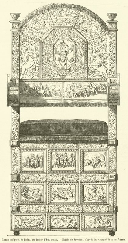 Chaise sculptée, en ivoire, au Trésor d