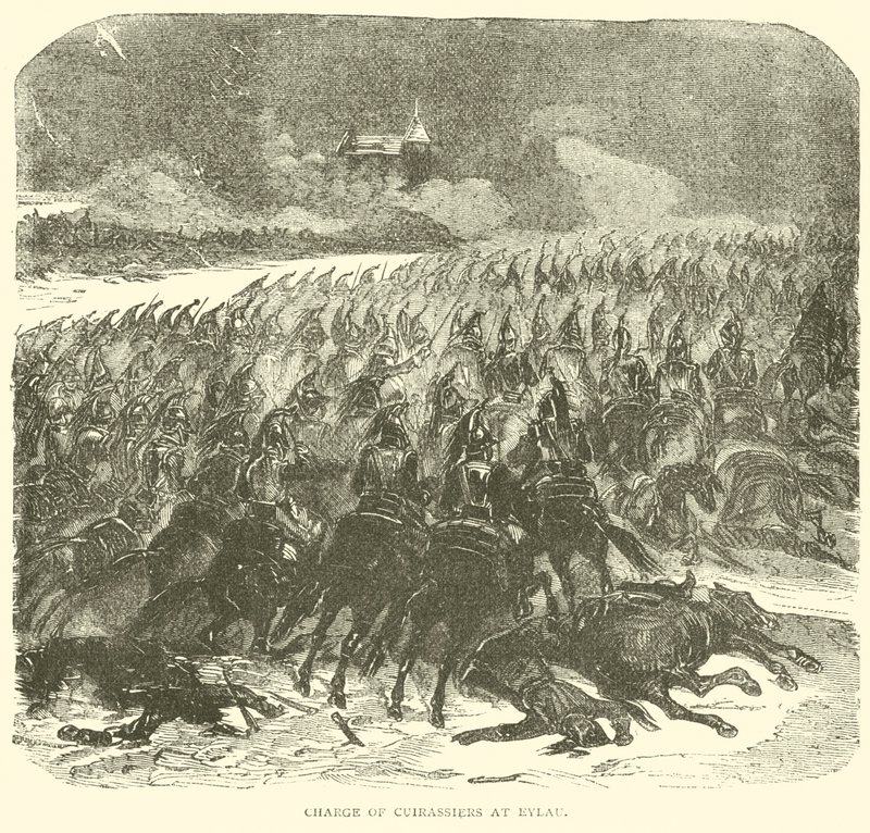 Charge des cuirassiers à Eylau (gravure) - French School