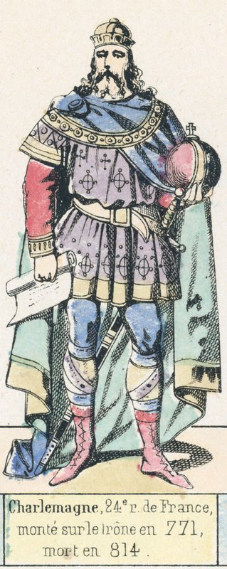 Charlemagne, 24e roi de France, monte sur le trône en 771, mort en 814 - French School