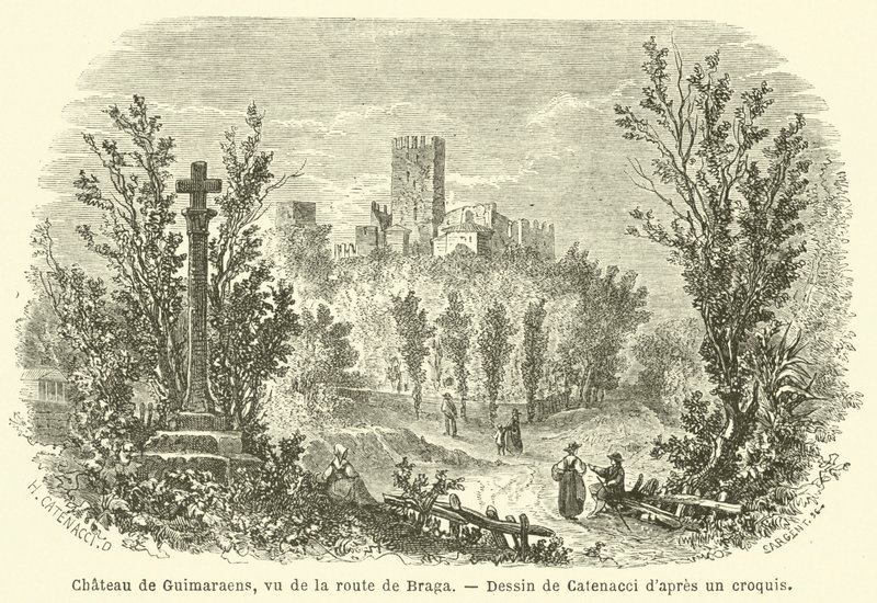 Château de Guimarães, vu de la route de Braga - French School