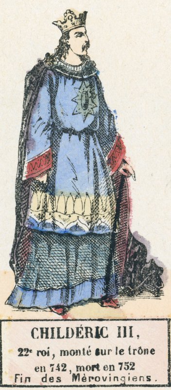 Childéric III, 22e roi, monté sur le trône en 742, mort en 752, fin des Mérovingiens - French School