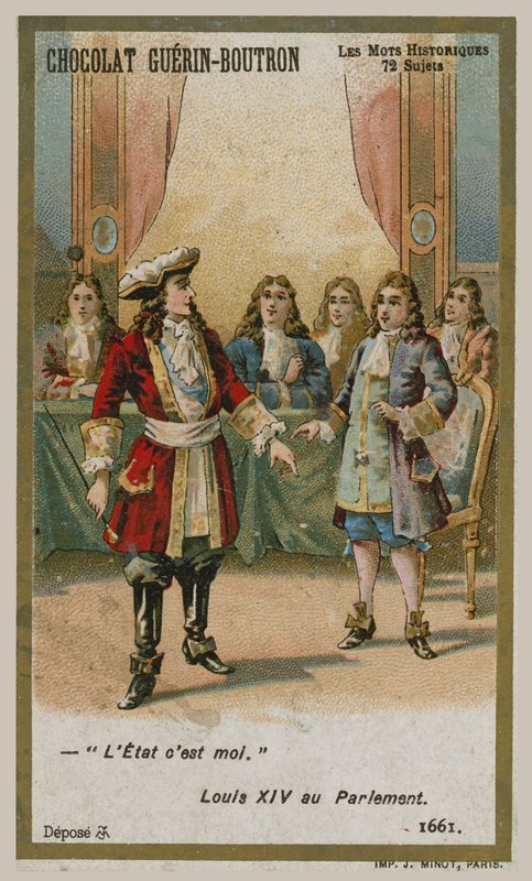 Carte de commerce Chocolat Guerin-Boutron, série Mots Historiques - French School